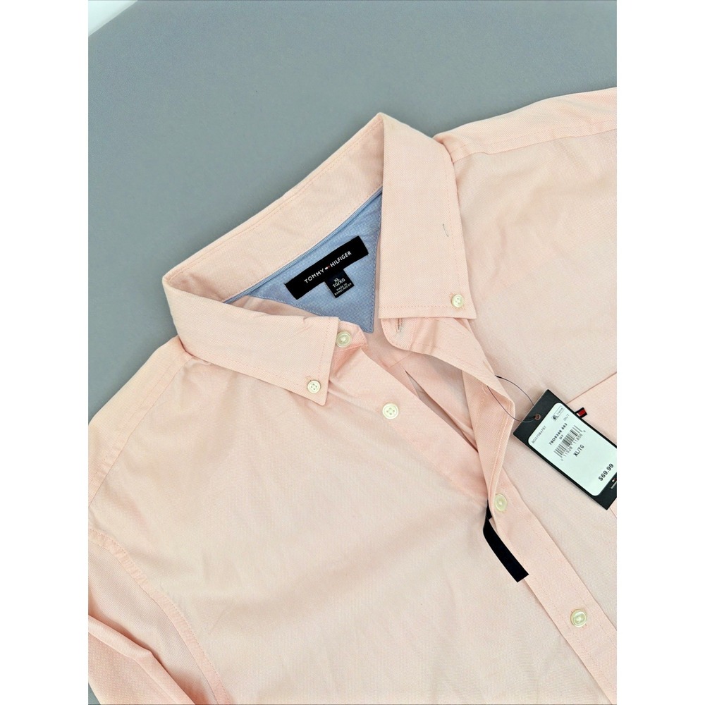 Tommy Hilfiger Button Down Shirt Men's XL Pink 100's 2 Ply NWT